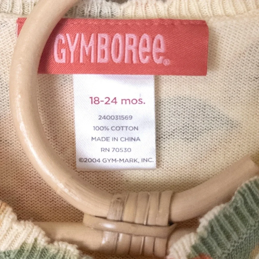 Vintage Y2K Gymboree Cardigan Kids 18-24M Cream Orange Hibiscus Floral Sweater‎
